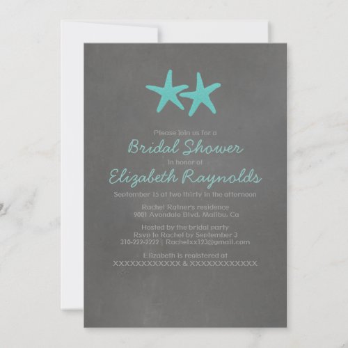 Country Starfish Beach Bridal Shower Invitations
