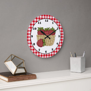 Country Strawberries in a basket wall clock