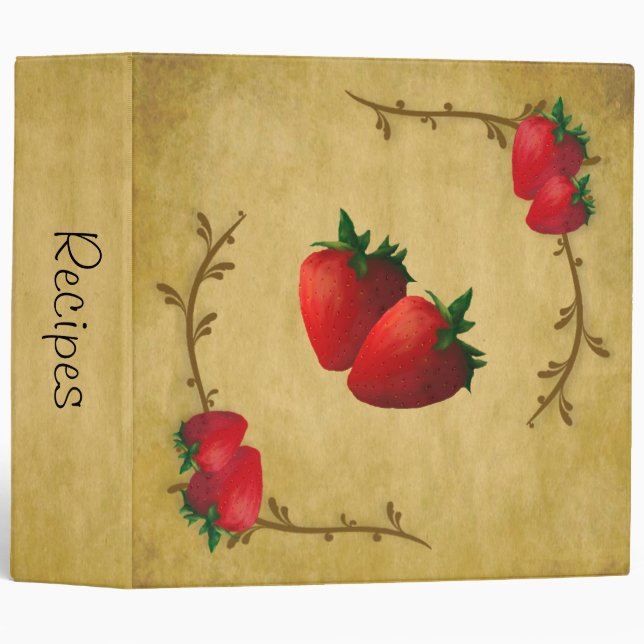 Country Strawberries Recipe Binder (Front/Spine)