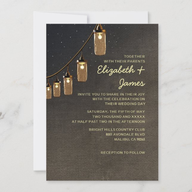 Country String Lights Wedding Invitations (Front)