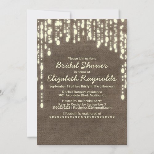 Country String of Lights Bridal Shower Invitations