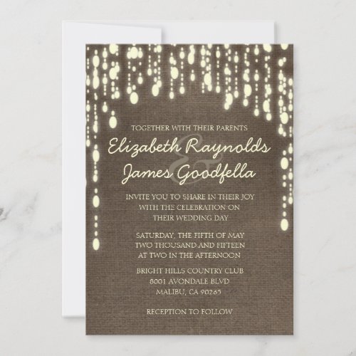 Country String of Lights Wedding Invitations