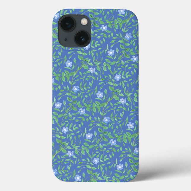Country-style Blue Green Floral Periwinkle Pattern Case-Mate iPhone Case (Back)