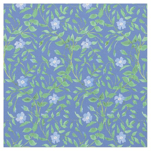 Country-style Blue Green Floral Periwinkle Pattern Fabric