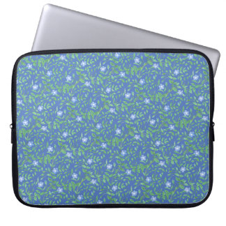 Country-style Blue Green Floral Periwinkle Pattern Laptop Sleeve