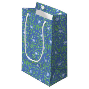 Country-style Blue Green Floral Periwinkle Pattern Small Gift Bag