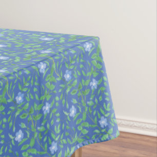 Country-style Blue Green Floral Periwinkle Pattern Tablecloth
