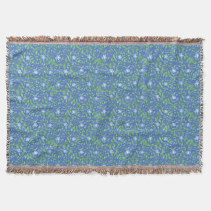 Country-style Blue Green Floral Periwinkle Pattern Throw Blanket