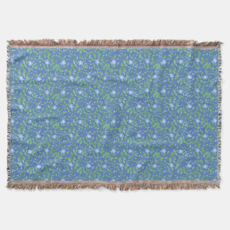 Country-style Blue Green Floral Periwinkle Pattern Throw Blanket