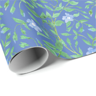 Country-style Blue Green Floral Periwinkle Pattern Wrapping Paper