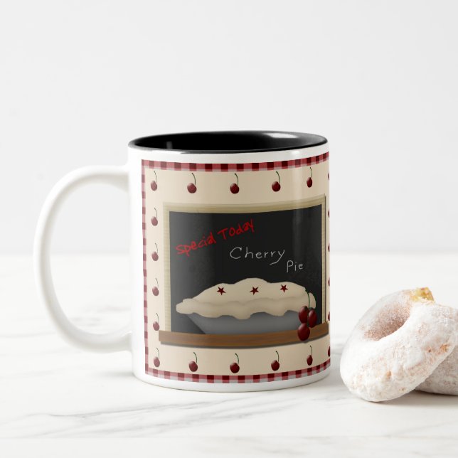 Country Style Cherry Pie Mug (With Donut)