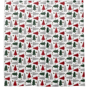 Country Style Christmas Trees Shower Curtain