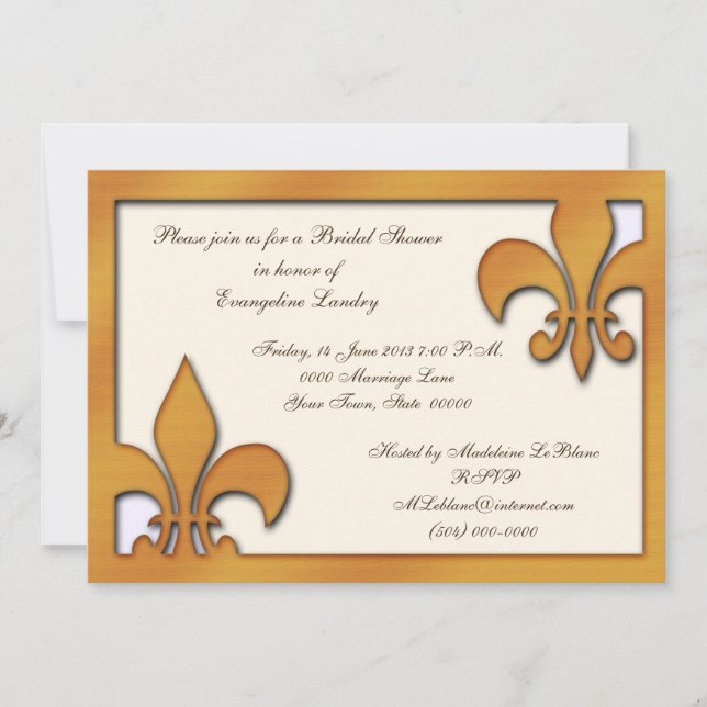 Country Style Fleur de Lis Invitations (Front)