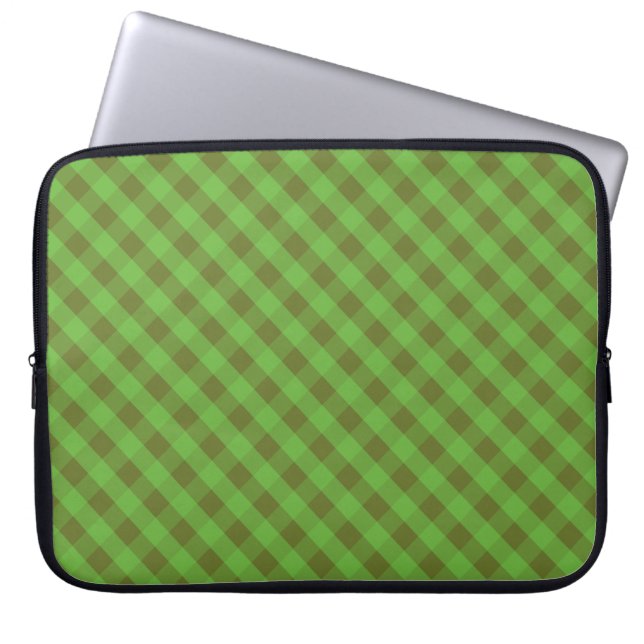 Country-style Green Check Gingham Laptop Sleeve (Front)