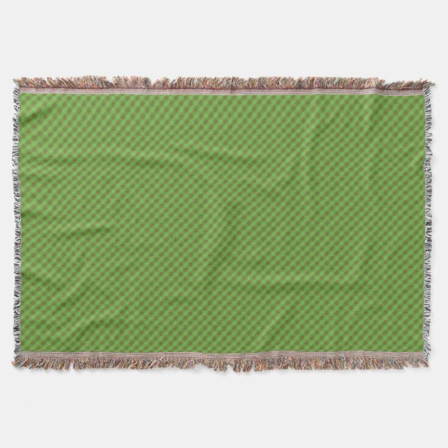 Country-style Green Check Gingham Throw Blanket (Front)