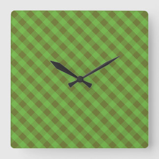 Country-style Green Check Gingham Wall Clock