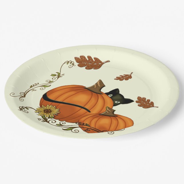 Country Style Halloween Paper Plates (Angled)
