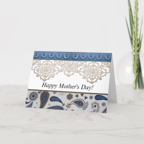 Country Style Happy Mothers Day Card with Buttons