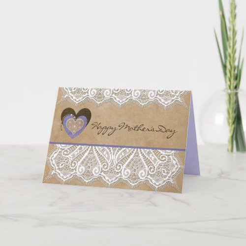 Country Style Lacey Mothers Day Card wHearts