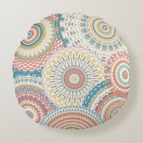 Country Style Mandalas Round Pillow