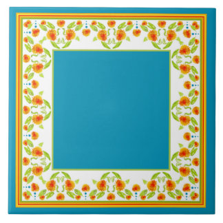 Country Style Marigolds Border Ceramic Tile
