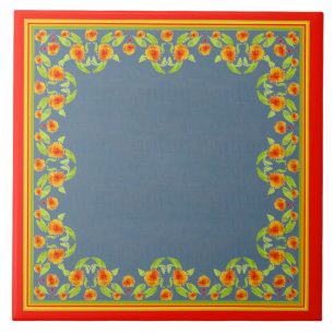 Country Style Marigolds Border Ceramic Tile
