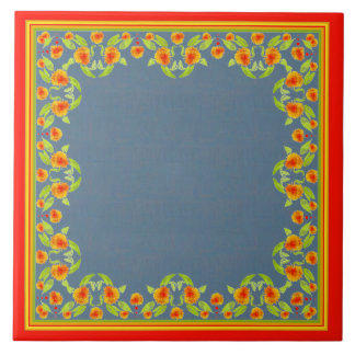 Country Style Marigolds Border Ceramic Tile