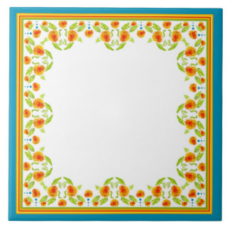Country-style Marigolds Border Ceramic Tile