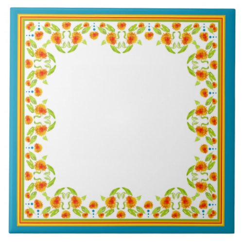 Country_style Marigolds Border Ceramic Tile