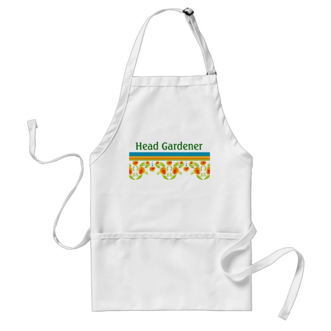 Country Style Marigolds Border Head Gardener Apron (Front)