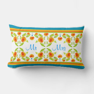 Country Style Marigolds Border Lumbar Pillow