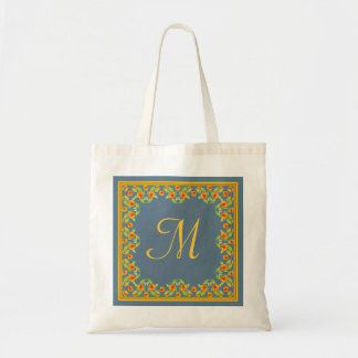 Country-style Marigolds Border Monogram Tote Bag