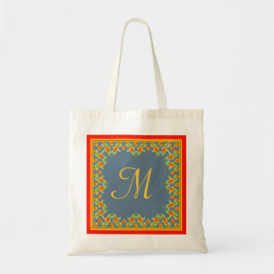 Country-style Marigolds Border Monogram Tote Bag