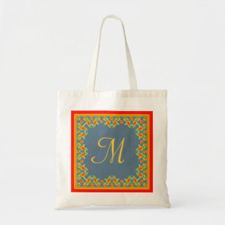 Country-style Marigolds Border Monogram Tote Bag