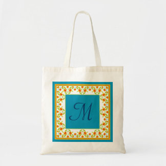 Country-style Marigolds Border Monogram Tote Bag