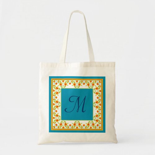 Country_style Marigolds Border Monogram Tote Bag