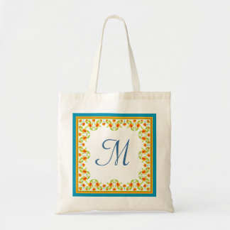 Country-style Marigolds Border Monogram Tote Bag