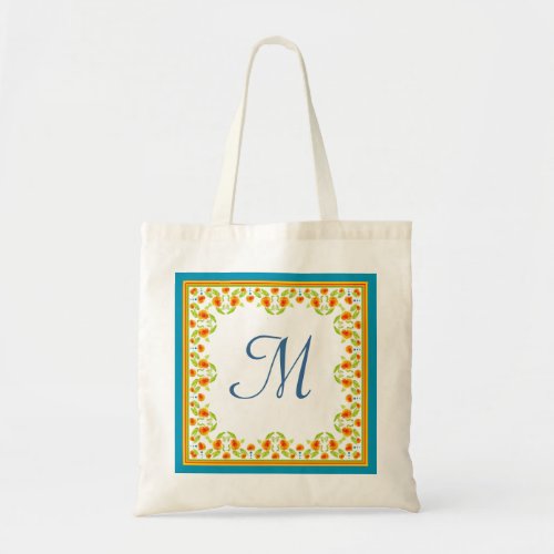 Country_style Marigolds Border Monogram Tote Bag