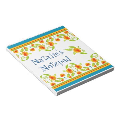 Country Style Marigolds Border Notepad or Jotter