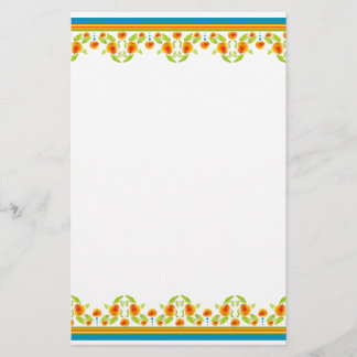 Country Style Marigolds Border Stationery