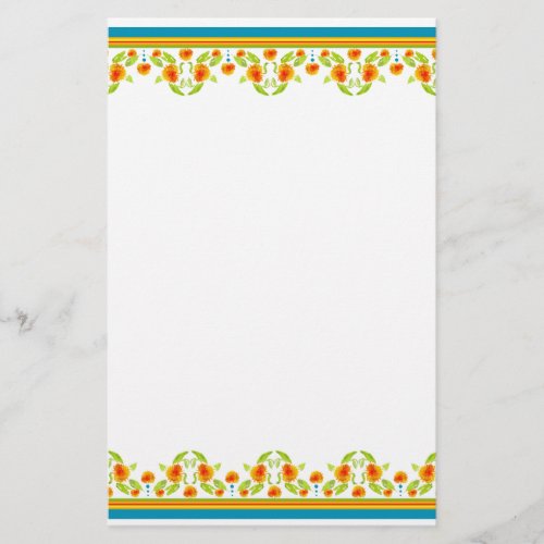 Country Style Marigolds Border Stationery