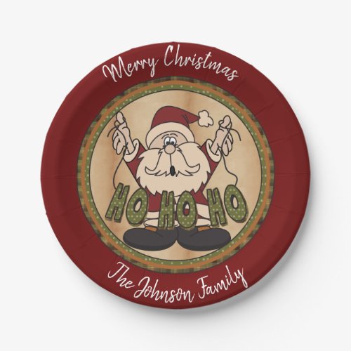 Country Style Merry Christmas Santa Paper Plates