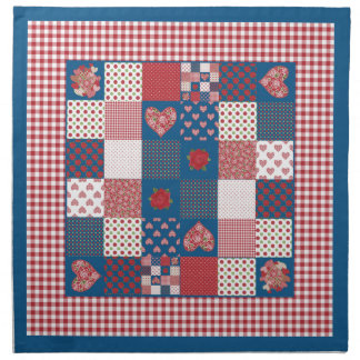 Country-style Napkins, Faux-Patchwork, Gingham Napkin