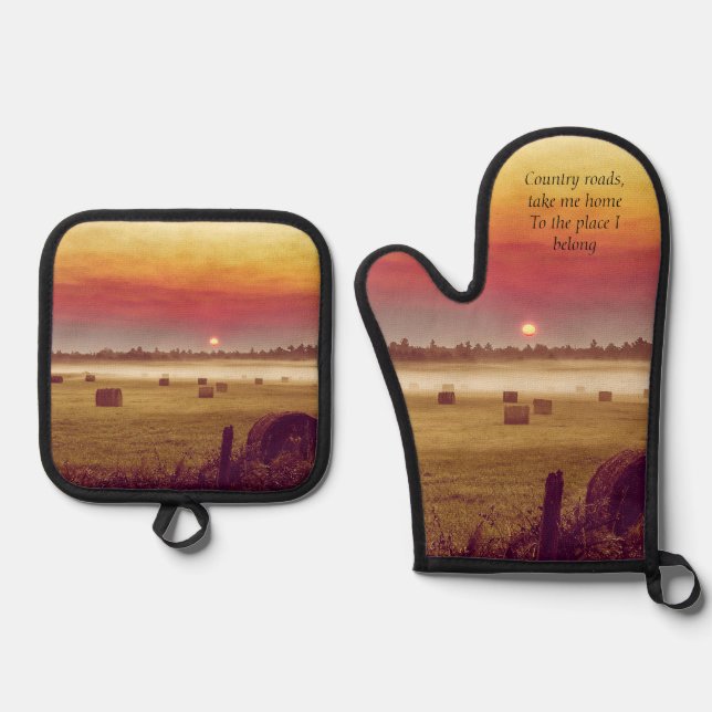 Country Style Oven Mitt & Pot Holder Set (Front)