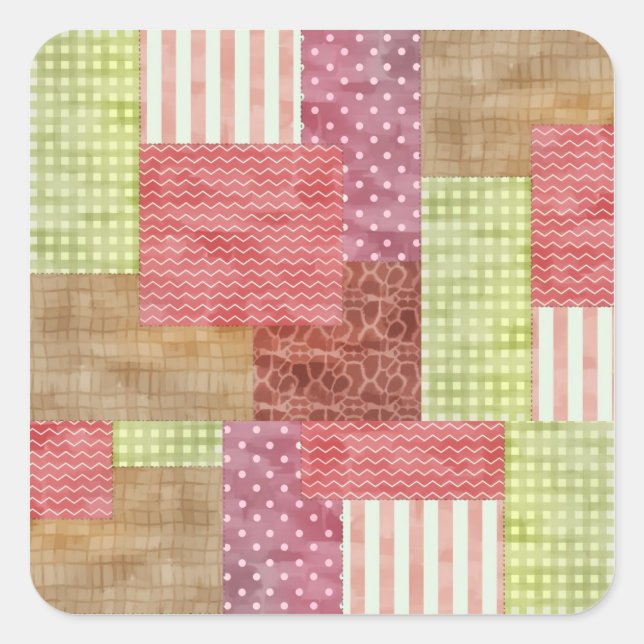 Country Style Patchwork Quilt Square Sticker (Front)