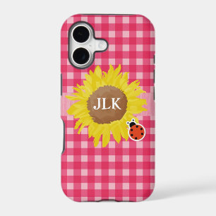 Country style pink plaids, sunflower, ladybug iPhone 17 case