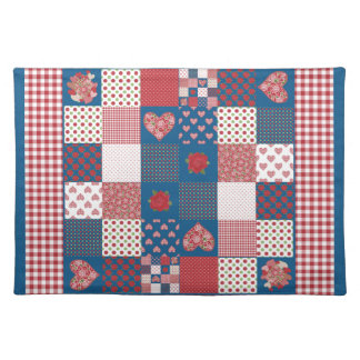 Country-style Place Mat, Faux-Patchwork, Gingham Placemat