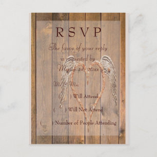 Country Style Rustic Angel Wings Wedding Invitation Postcard