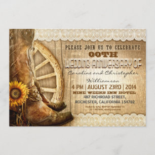 country style rustic wood anniversary invitations