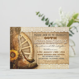 country style rustic wood anniversary invitations | Zazzle